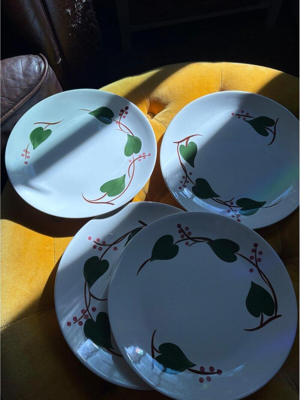 4 vintage Blue Ridge Southern Pottery Stanhome Ivy plates plate